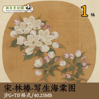 宋代林椿写生海棠图/高清宋画宋人小品传统国画工笔花卉图gd13618