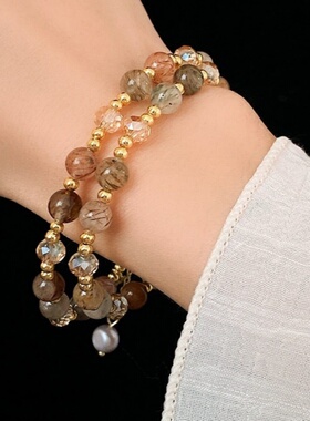 达令 水晶串珠多层手链 女士叠戴手串 高颜值学生党手饰 手环手镯