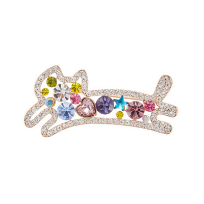 达令 彩色水晶猫咪胸针 气质百搭胸花 防走光丝巾扣 西装领别针