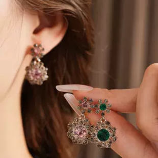 达令 925银针水钻太阳花朵耳环 海边旅游拍照耳饰 设计感精致耳钉