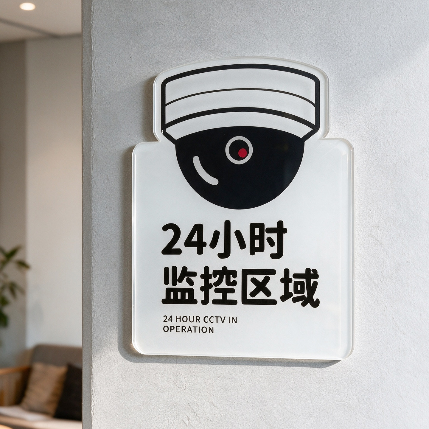 24小时监控区域亚克力提示牌您已进入监控区域标识牌饭店酒店民宿