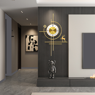 2025新款创意客厅格栅挂钟艺术轻奢钟表简约现代卧室壁灯简约时尚