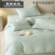 冬天四件套牛奶绒防静电小清新花卉刺绣加厚保暖绿色被套床上用品