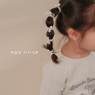 韩版洋气儿童竹节编发珍珠小皮筋甜酷女童日常小发圈可爱宝宝发绳