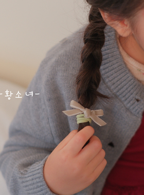 The H儿童发饰秋冬可爱丝绒小蝴蝶结发绳宝宝扎马尾发圈