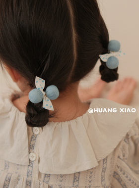 儿童可爱碎花球球发圈甜美女童头绳宝宝扎马尾小皮筋发饰