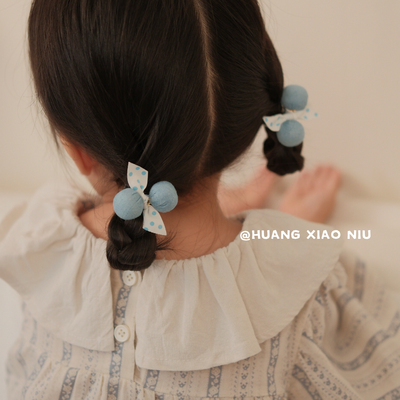 黄小妞儿童可爱小球球碎花发圈