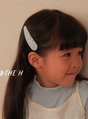 THE H 碎花发夹女童简约可爱蓝色夏日发夹侧边碎发刘海儿童发饰
