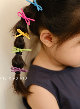 The H儿童多巴胺色系可爱蝴蝶结发绳彩色扎马尾发圈小女孩头绳