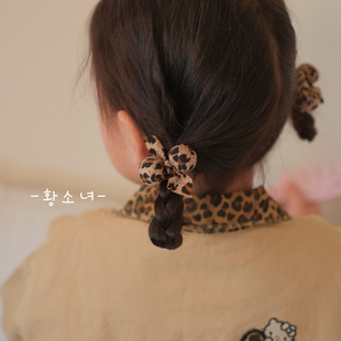 韩系秋冬百搭豹纹球球儿童头绳小女孩扎头发发圈简约弹力女童发饰