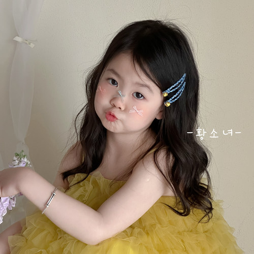 黄小妞女童糖果风蓝格纹发夹