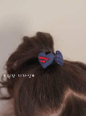 The H可爱深蓝樱桃皮筋儿童扎头发发圈宝宝高弹力丸子头头绳发饰