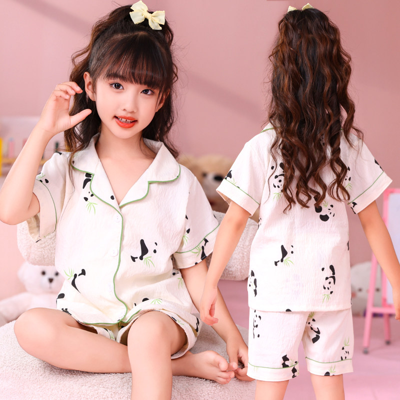 女童睡衣儿童夏季薄款纯棉短袖套装中大童12岁女孩洋气夏天家居服