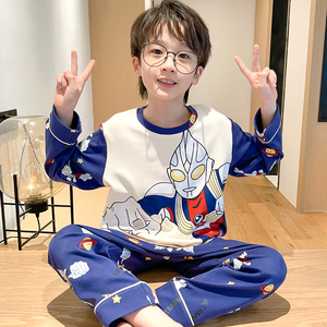 儿童睡衣男童薄款秋天春秋季夏款长袖男孩纯棉家居服2024新款韩版