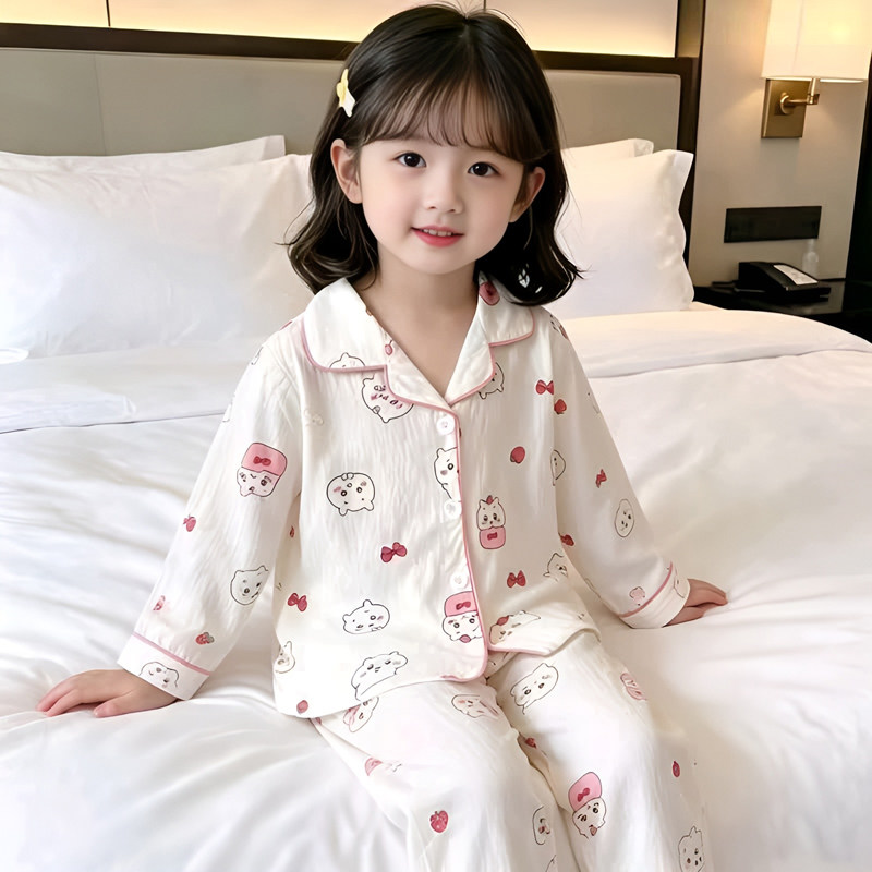 儿童睡衣女童春秋季云朵棉长袖套装公主宝宝小孩薄款家居服可外穿