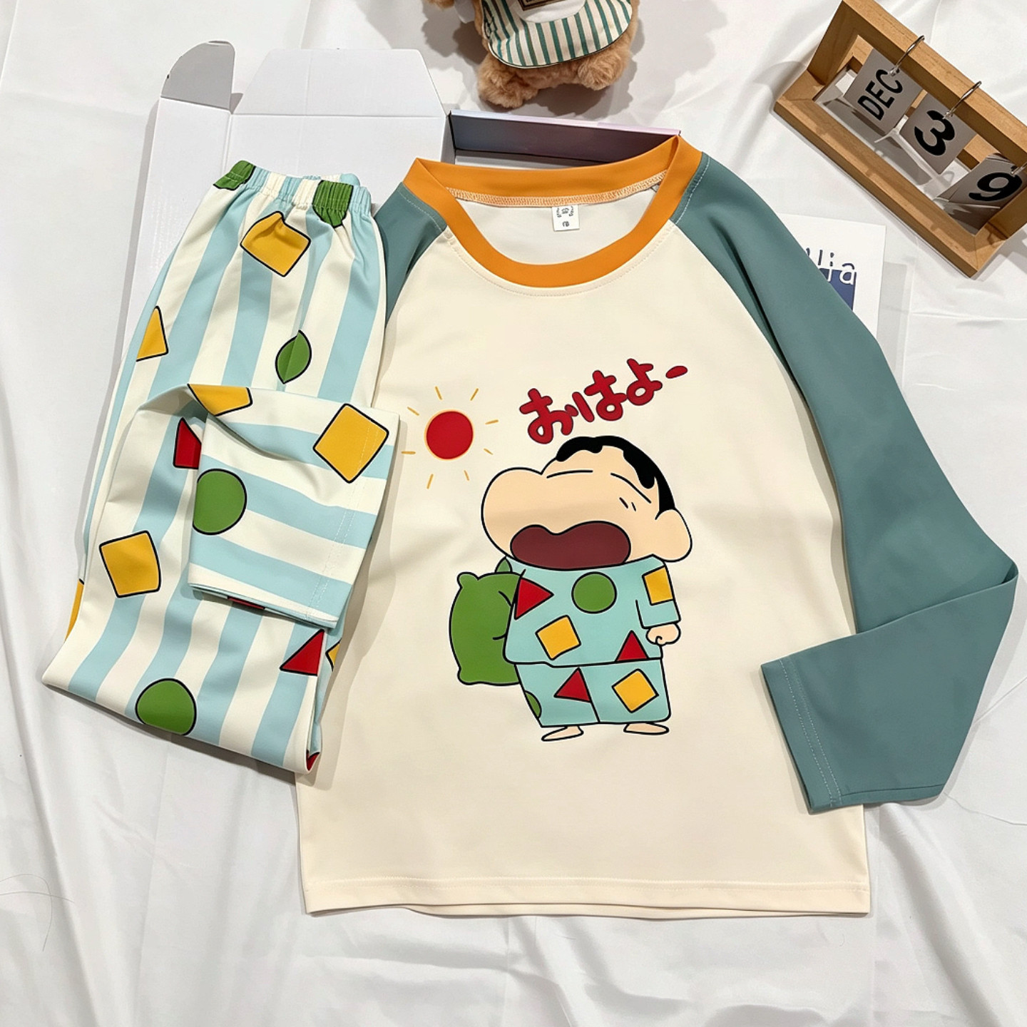 蜡笔小新儿童睡衣男款春秋季长袖女童大码中大童青少年家居服套装