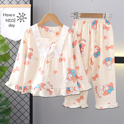 2025新款儿童睡衣春秋季棉质长袖薄款夏季空调服小女孩套装家居服