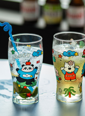 啤酒精酿杯饮料杯大容量玻璃杯可爱酒杯夏日水杯咖啡杯茶杯饮品杯