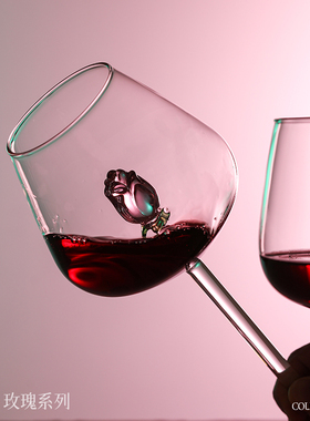 红酒杯轻奢高级感家用玻璃高脚杯勃艮第高颜值女生微醺葡萄酒杯子