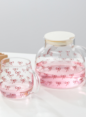 耐高温高硼硅玻璃杯女高颜值水杯带盖带把手大容量水壶家用咖啡杯