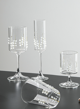 优雅高脚杯轻奢酒杯家用高颜值玻璃杯高级感香槟杯女生微醺红酒杯