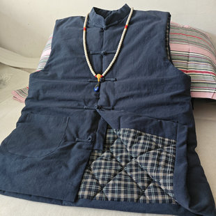 男棉袄棉坎肩马甲中式 处理中国风棉麻唐装 立领盘扣中老年 特价 断码