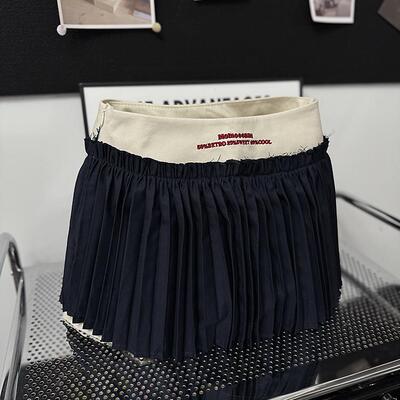 低腰刺绣a字短裙A型纯色通勤宽松