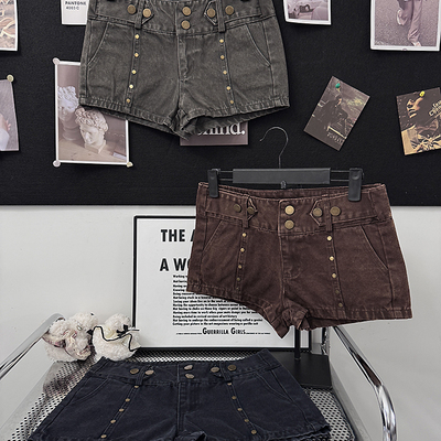 复古美式铆钉辣妹性感牛仔