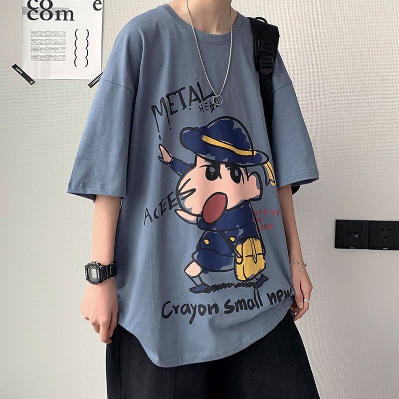 t恤男生短袖夏季衣服嘻哈潮牌半袖潮流ins百搭宽松五分袖原宿港风