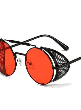 欧美蒸汽朋克太阳镜经典个性挡风墨镜复古彩膜反光蛤蟆镜金属眼镜