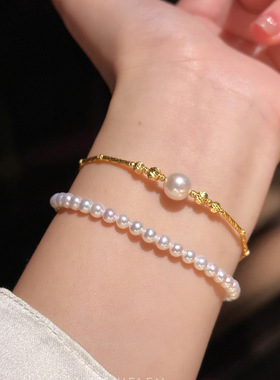 气质简约爆款菠萝珠珍珠手链不掉色女秋冬小众感新中式手串手饰