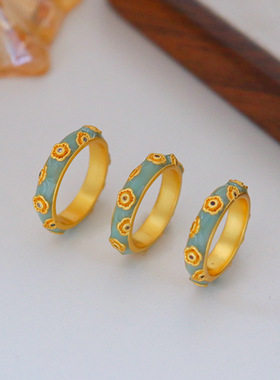 新中式复古滴油珐琅小众轻奢女戒