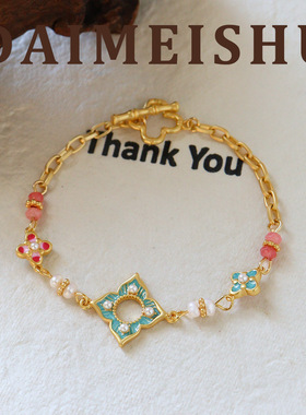 新中式轻奢珐琅四叶草手链百搭