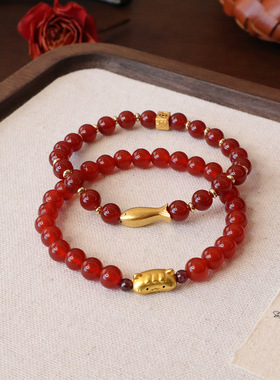 天然红玛瑙手串新中式手链