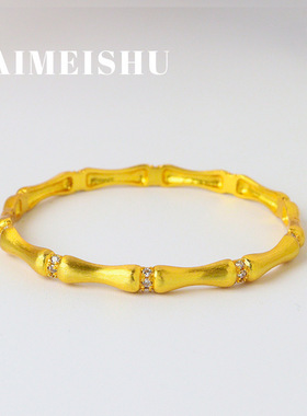 新中式复古简约古法拉丝竹节手镯