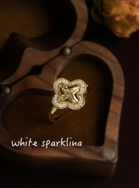 18k真金保色微镶锆石开口戒指