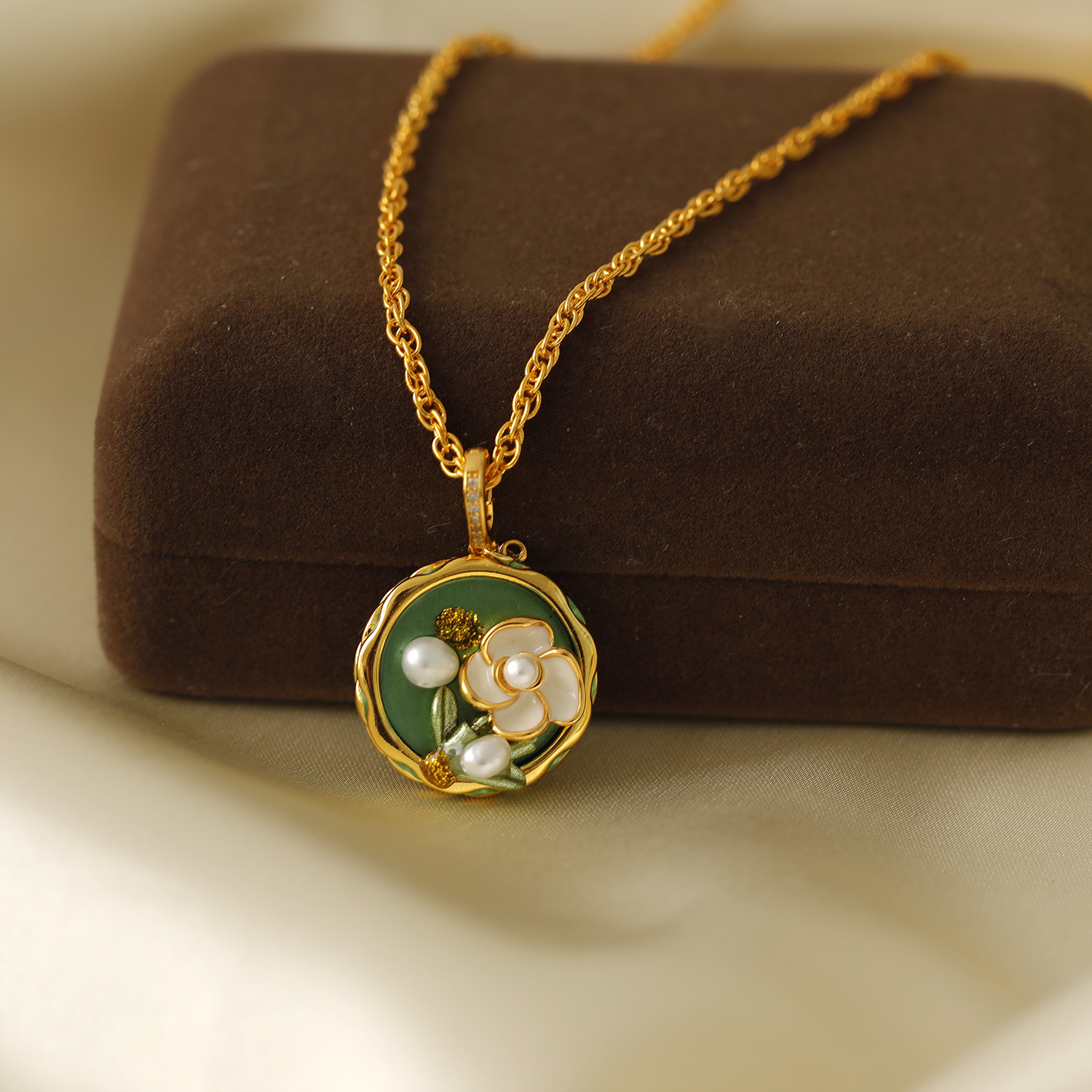 黄铜镀金油画风毛衣链秋冬长款