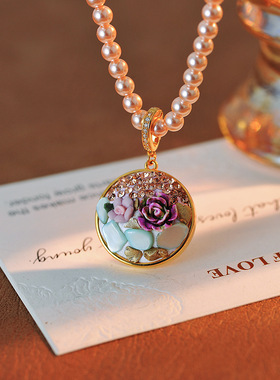 新款微镶锆石花朵珍珠高级感轻奢颈链气质百搭时尚项链