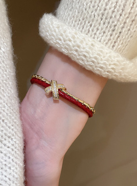 新年红色交叉手链女喜庆百搭