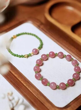 春日宴天然水晶和田碧玉手串
