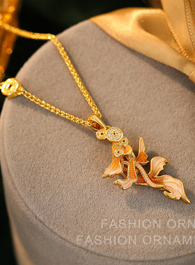 原创时尚气质高级感轻奢小鱼吊坠项链小众设计感镶锆石锁骨链3014