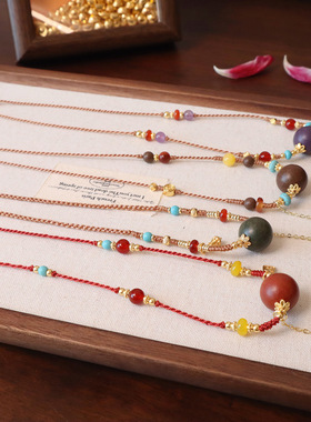 新中式合香天然石紫水晶锁骨链