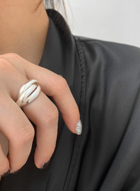 乾佳S999足银素圈圈戒指简约百搭气质三环圈指环食指戒潮银饰男女