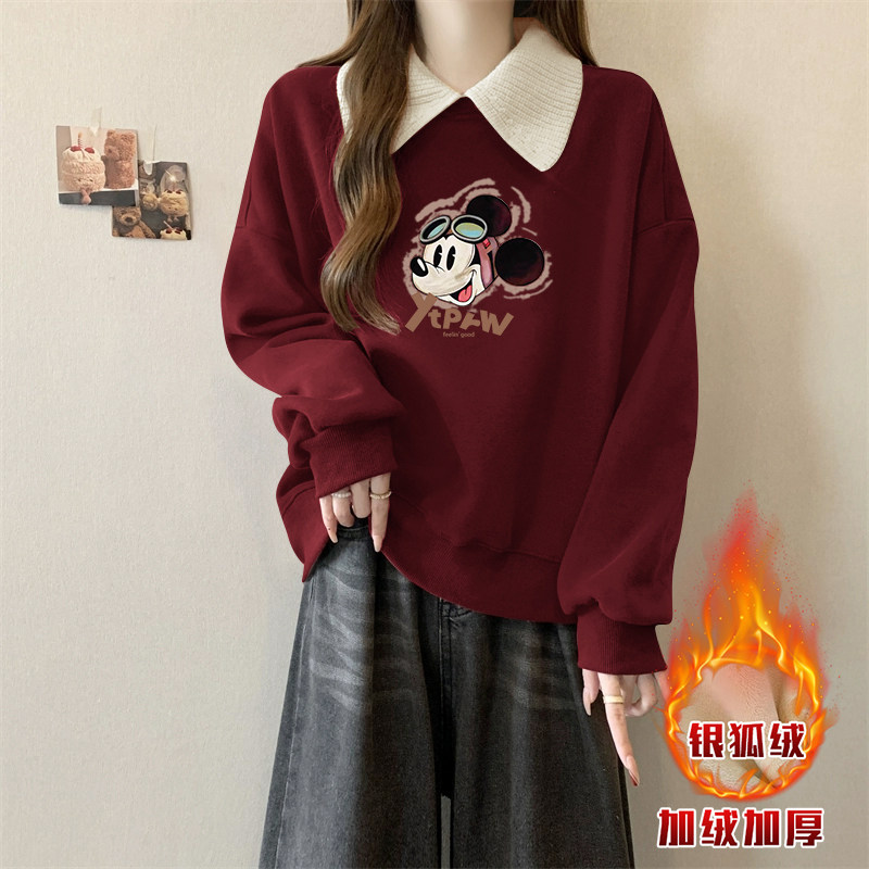 娃娃领卫衣女设计感小众宽松休闲百搭洋气上衣加绒加厚秋冬季长袖