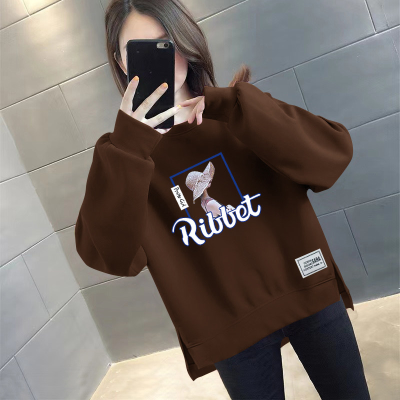 圆领卫衣女春秋季2025新款时尚印花宽松显瘦百搭外套洋气休闲上衣