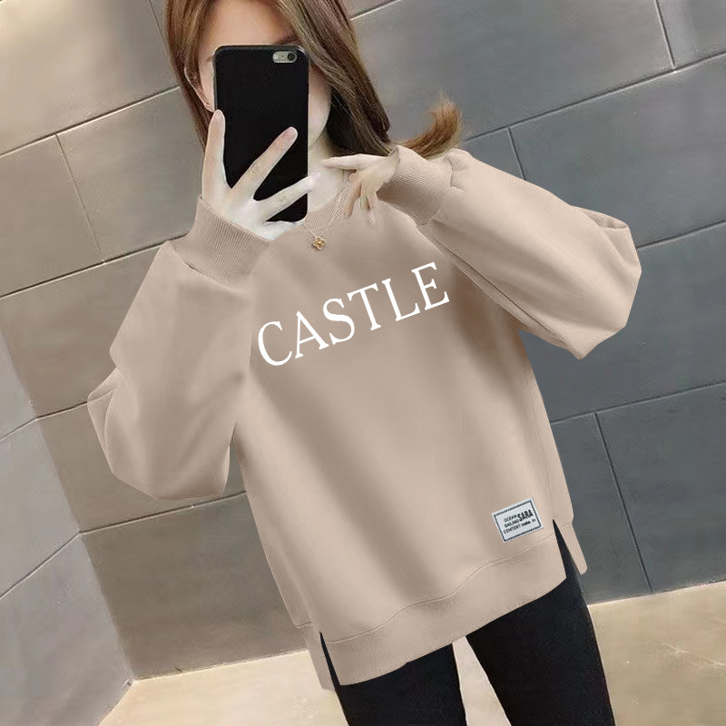 2025秋冬爆款加绒/不加绒女装长袖宽松时尚ins圆领印花百搭女卫衣