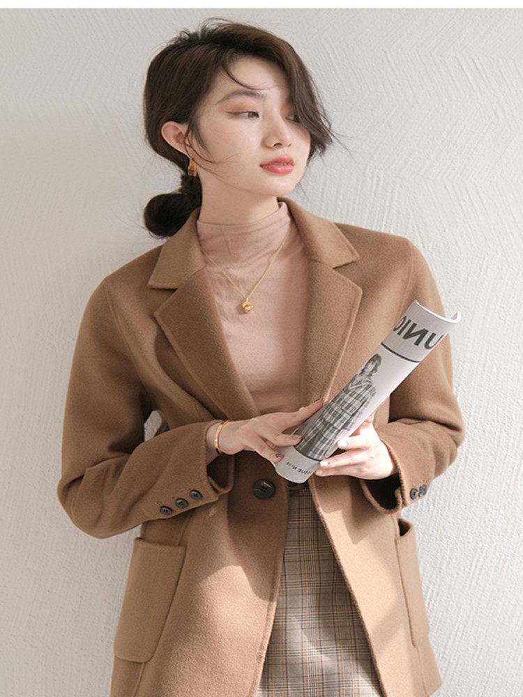 双面羊绒女大衣短款2022秋冬小个子高端气质显瘦纯羊毛呢西装外套,女装/女士精品,毛呢外套,淘宝优惠券,粉丝福利购,淘宝优惠卷