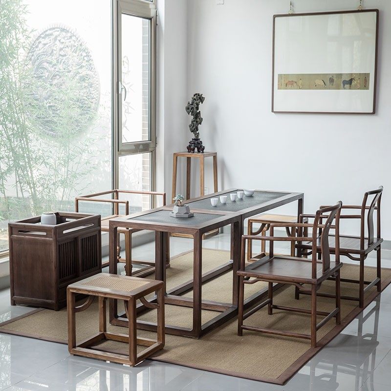 新中式茶桌椅組合火燒石泡茶台禅意家具功夫茶幾黑胡桃木茶道桌在類目 住宅傢俱, 幾類, 茶几中 - 來自Buy2taobao.com提供專業的淘寶代購服務