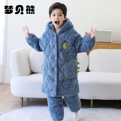 加厚儿童睡衣男孩男童家居服冬天
