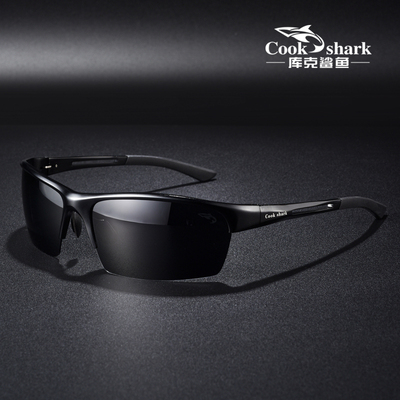 库克鲨鱼户外骑行眼镜偏光男士太阳眼镜变色墨镜开车驾驶高级感